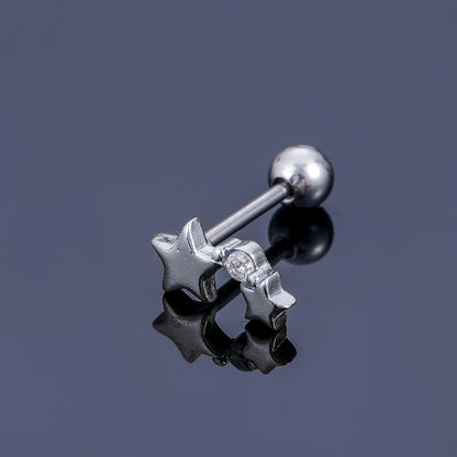 1 Piece Simple Style Star Heart Shape Anchor Inlay Copper Zircon Ear Studs