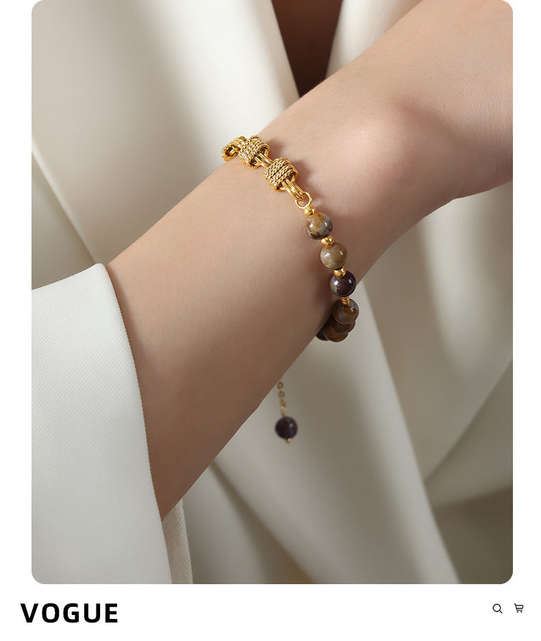 Elegant Fashion Geometric Freshwater Pearl Agate Copper Beaded Plating Bracelets