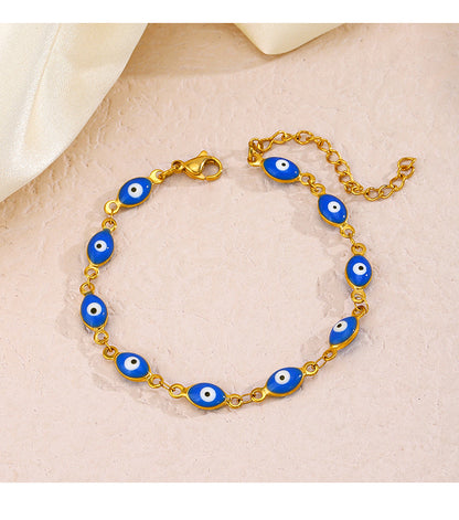 Ethnic Style Cool Style Devil's Eye Stainless Steel Enamel Plating Bracelets