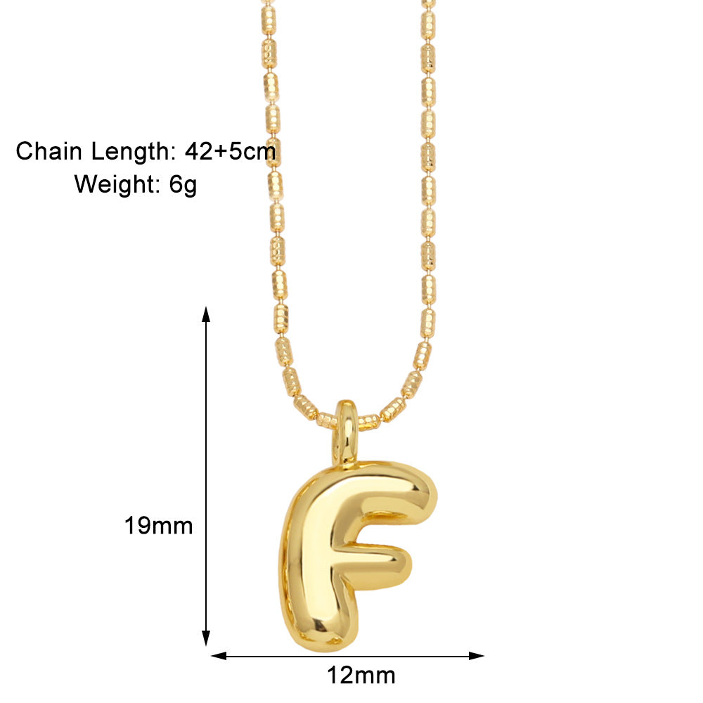 Copper Gold Plated Simple Style Letter Pendant Necklace