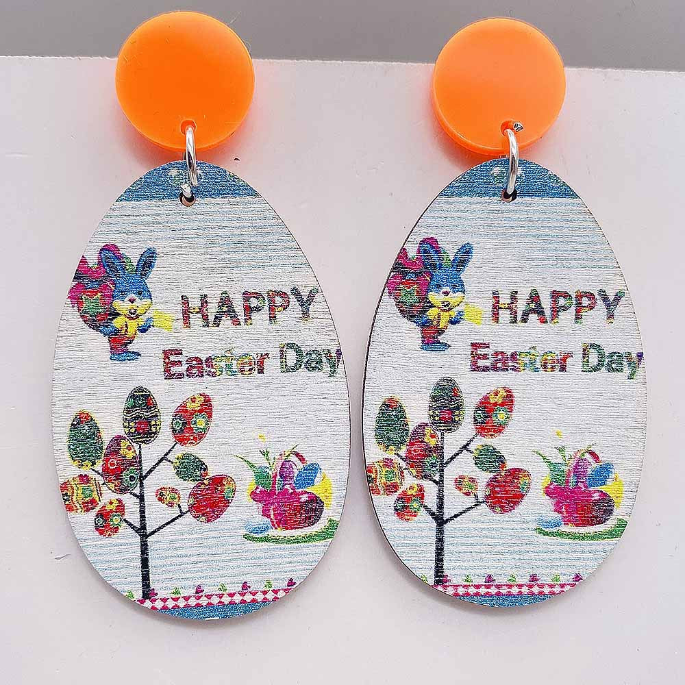 1 Pair Cute Rabbit Letter Wood Drop Earrings