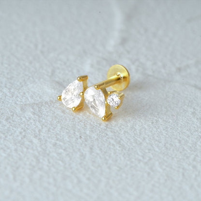 1 Piece Simple Style Geometric Plating Sterling Silver Zircon Ear Studs