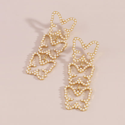 1 Pair Fashion Butterfly Alloy Plating Rhinestones Women's Drop Earrings