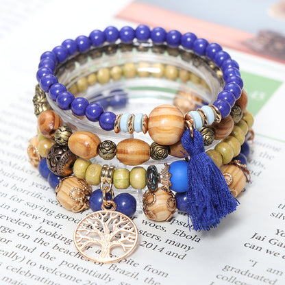 1 Set Simple Style Tree Arylic Alloy Resin Beaded Tassel Plating Women's Bracelets