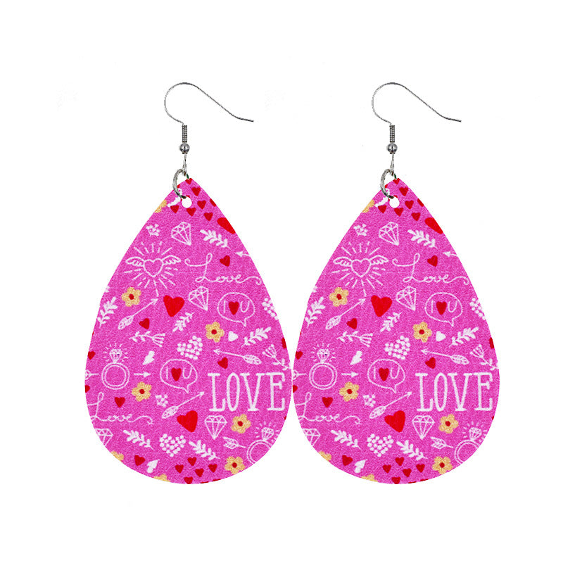 1 Pair Sweet Streetwear Heart Shape Pu Leather Drop Earrings