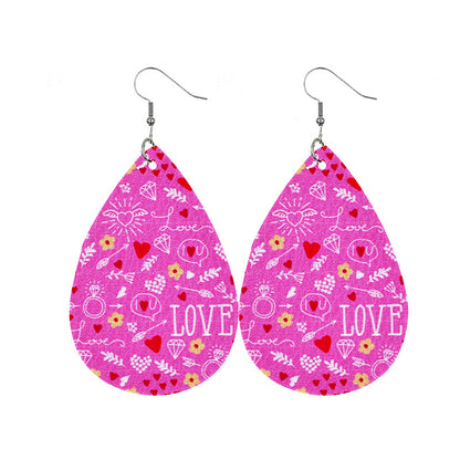 1 Pair Sweet Streetwear Heart Shape Pu Leather Drop Earrings