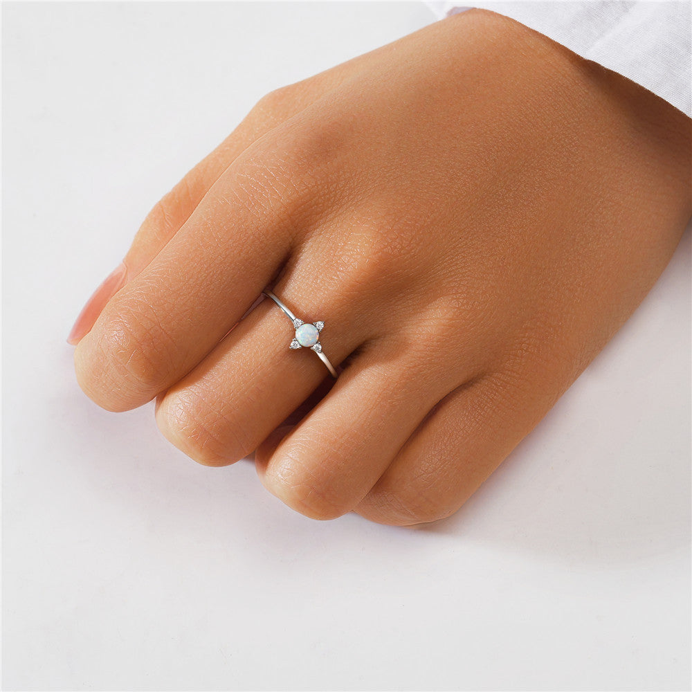 Sterling Silver Simple Style Geometric Plating Inlay Zircon Open Rings