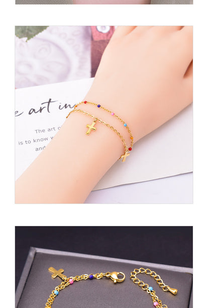 Fashion Cross Titanium Steel Plating Bracelets Necklace