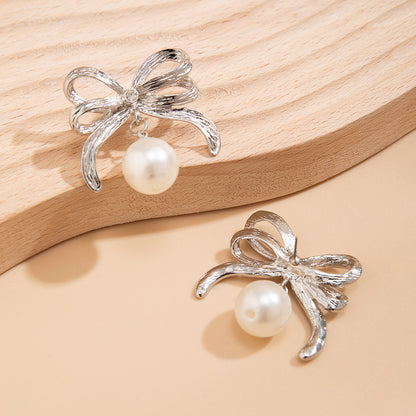 Sweet Geometric Bow Knot Imitation Pearl Women's Jewelry Set