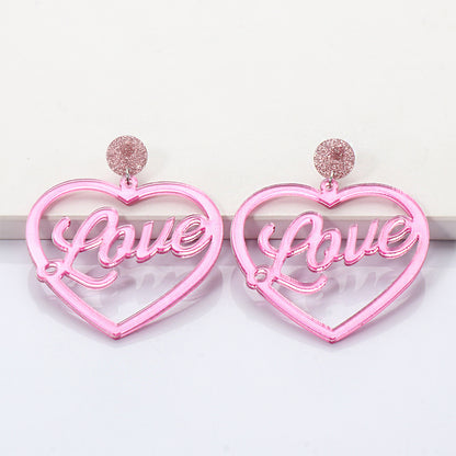 Korea Retro Geometric Love Acrylic Plate Earrings