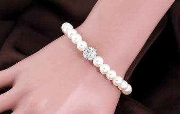 French Style Solid Color Imitation Pearl Beaded Women's Bracelets Earrings Necklace