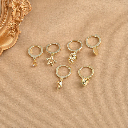 Fashion Geometric Copper Gold Plated Zircon Earrings 3 Pairs