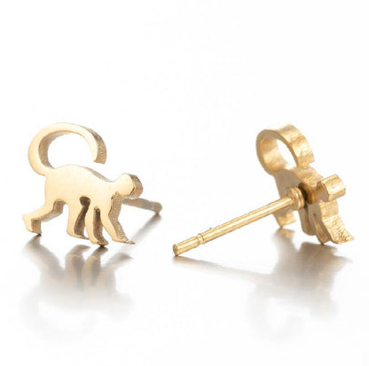 Simple Style Animal Stainless Steel Hollow Out Ear Studs 1 Pair