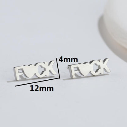 Fashion Letter Titanium Steel Ear Studs Plating No Inlaid Stainless Steel Earrings