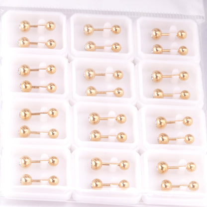 1 Pair Simple Style Solid Color Plating Inlay Stainless Steel Artificial Diamond Ear Studs