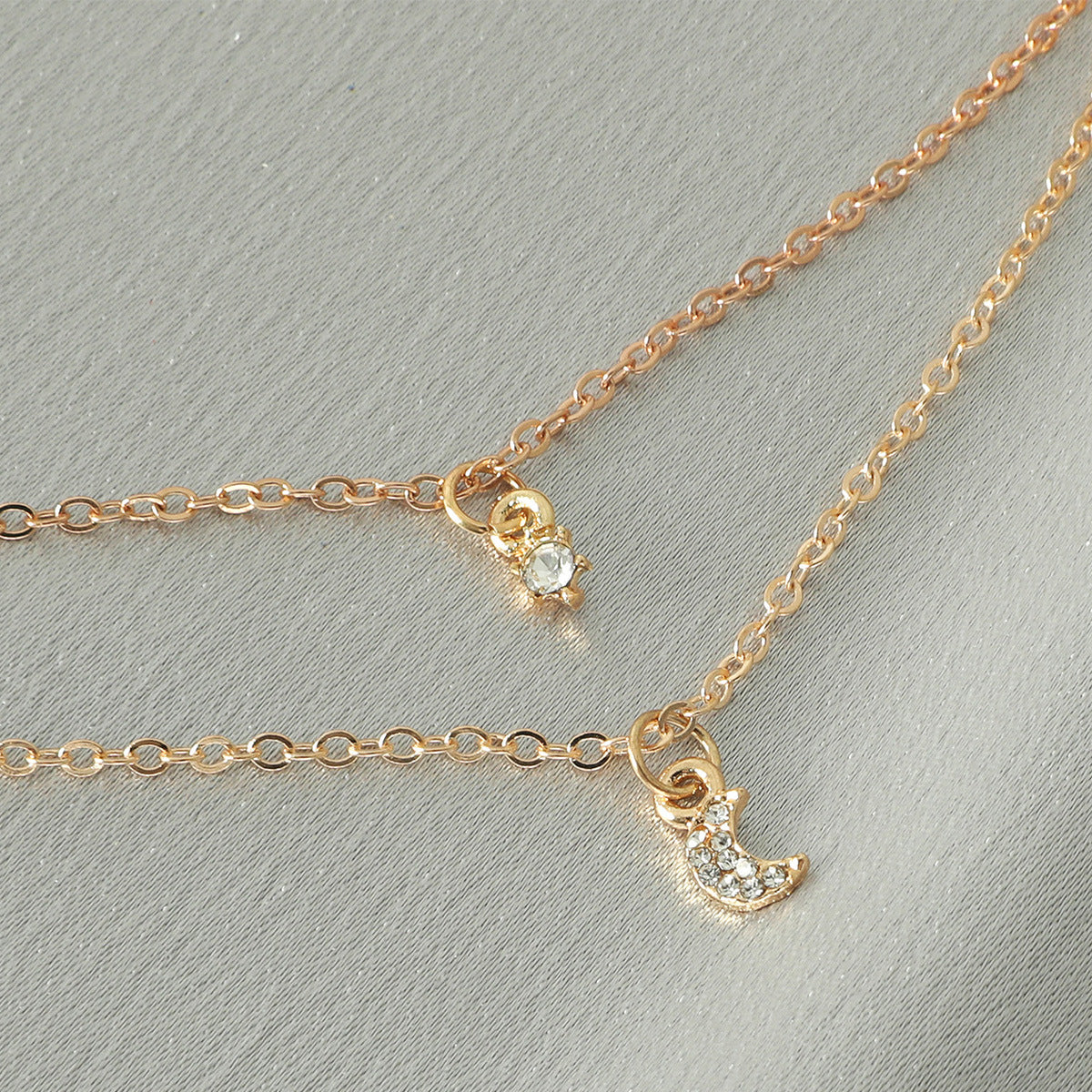 Wholesale Jewelry Star Moon Diamond-studded Pendant Multilayer Necklace Gooddiy