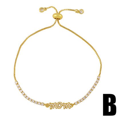 Fashion Geometric Copper 18k Gold Plated Artificial Gemstones Bracelets In Bulk