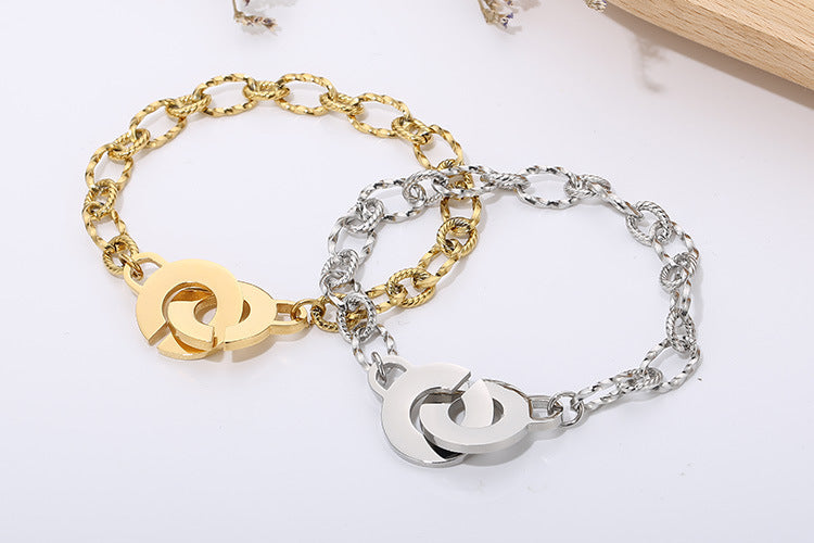 Fashion New Stainless Steel Twisted Stitching Chain Bracelet Women