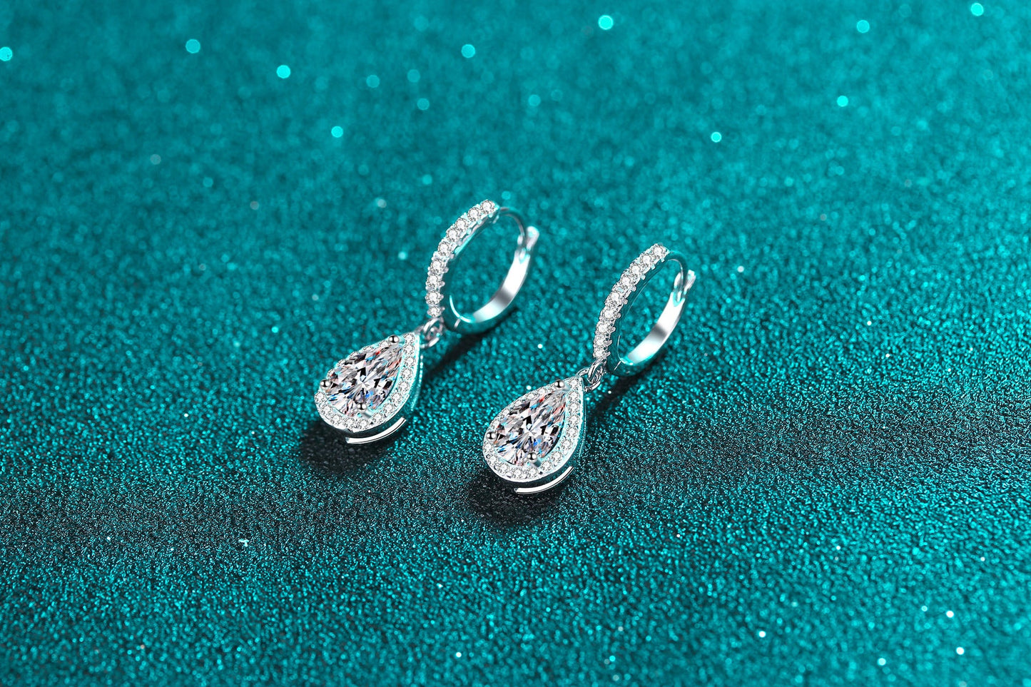 Elegant Water Droplets Sterling Silver Moissanite Zircon Drop Earrings In Bulk