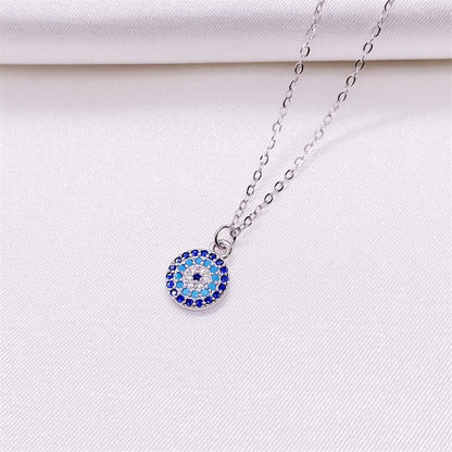 Simple Style Eye Sterling Silver Inlay Rhinestones Pendant Necklace