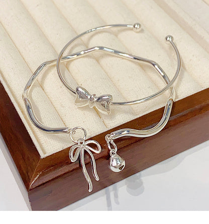 Sweet Simple Style Heart Shape Bow Knot Metal Bowknot Women's Bangle