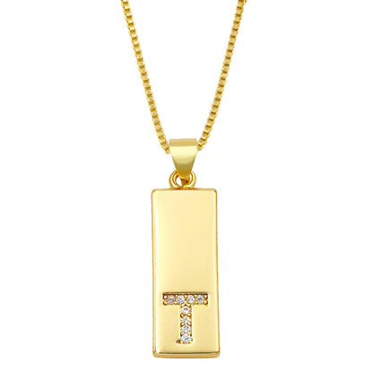 Simple Rectangle 26 Letter Necklace
