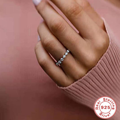 Elegant Simple Style Geometric Sterling Silver Plating Zircon Rings