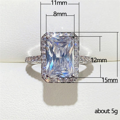 Wholesale Simple Style Shiny Rectangle Copper Inlay Zircon Rings