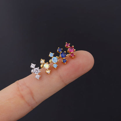 Fashion Color Zircon Screw Screw Ball Earrings