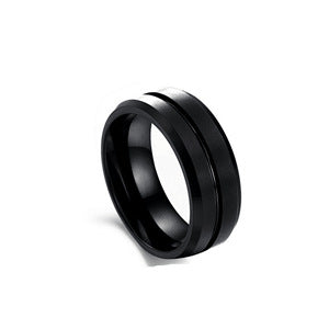 European And American Fashion New Ring Frosted Classic Black Stainless Steel Ring Index Finger Personalized Ring