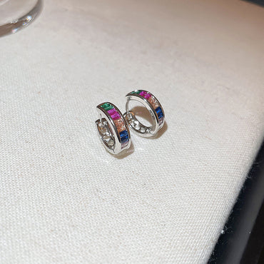 Retro Geometric Copper Inlaid Zircon Earrings 1 Pair