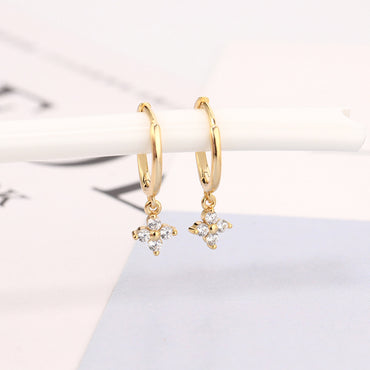 1 Pair Elegant Lady Flower Plating Inlay Copper Zircon Drop Earrings