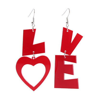 Fashion Letter Heart Shape Arylic Stoving Varnish Women's Drop Earrings 1 Pair