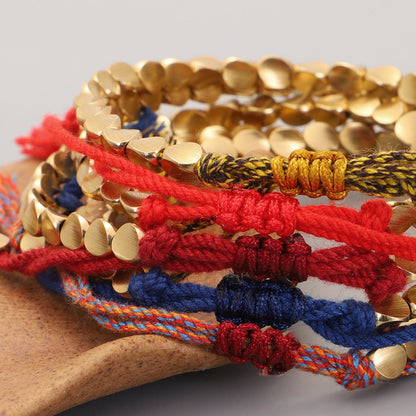 Ethnic Style Solid Color Copper Bracelets Beaded Copper Bracelets 1 Piece