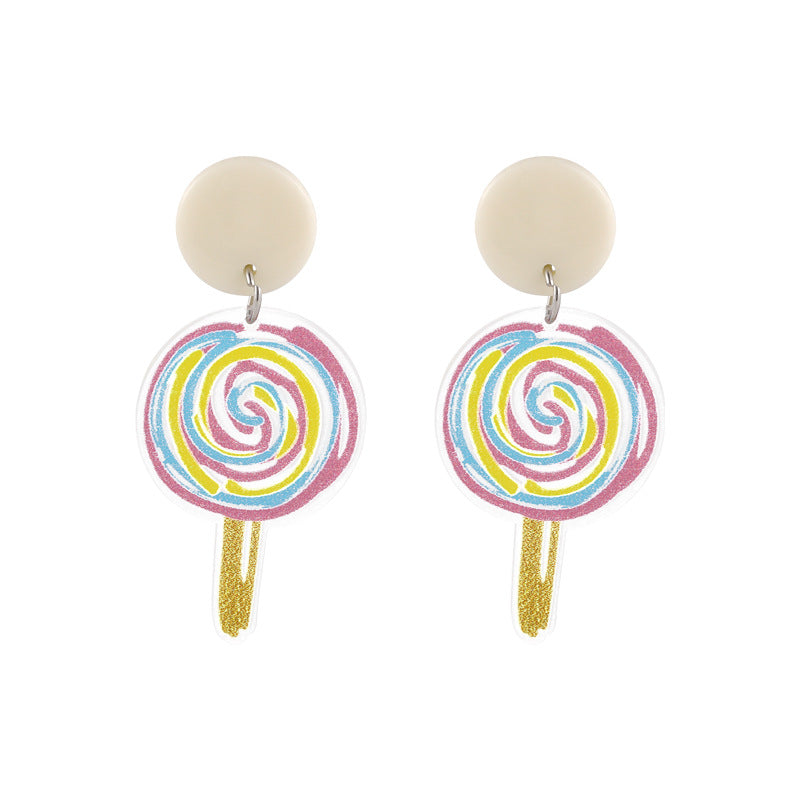 Korean Hand-painted Acrylic Stick Candy Color Earring