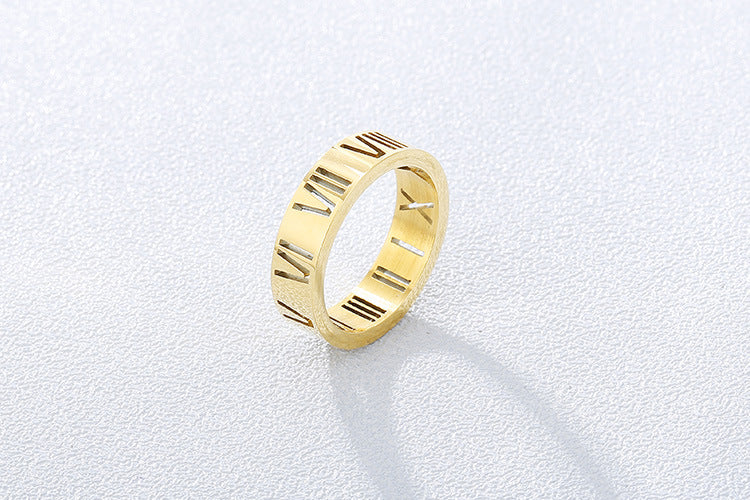 Simple Fashion Stainless Steel Hollow Roman Numeral Ring Wholesale Gooddiy