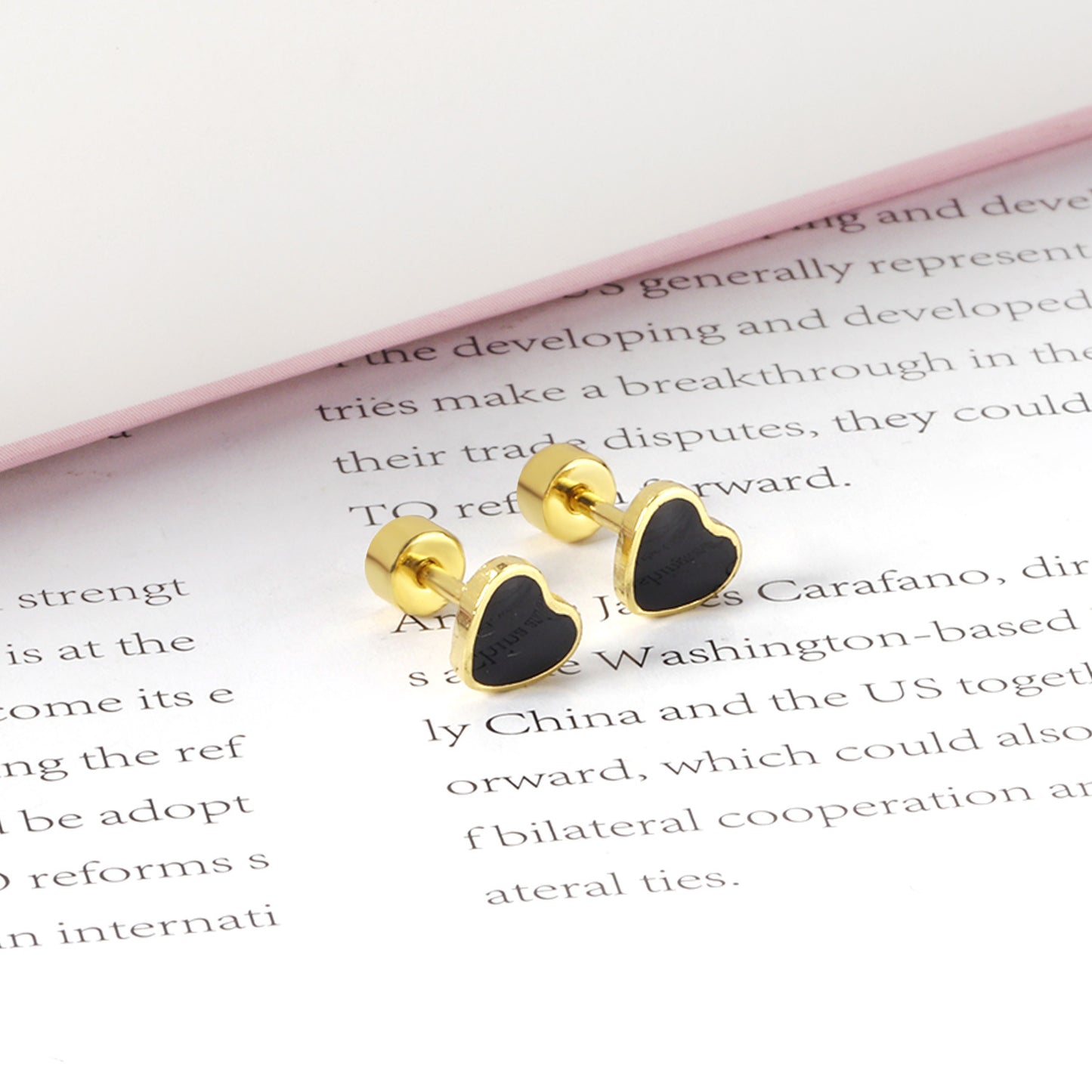 Fashion Heart Shape Stainless Steel Plating Ear Studs 1 Pair