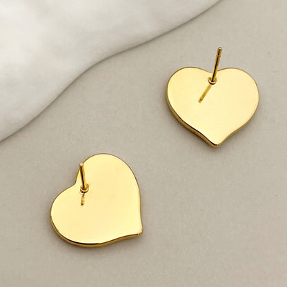 Retro Heart Shape Flower Stainless Steel Ear Studs 1 Pair