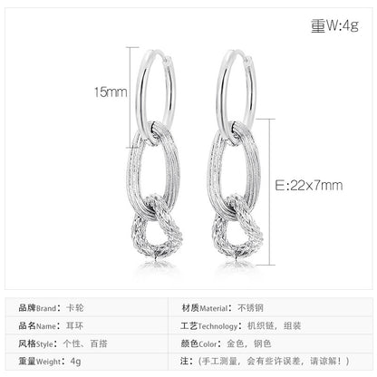 European And American Fashion Chain Circle Stainless Steel Earrings