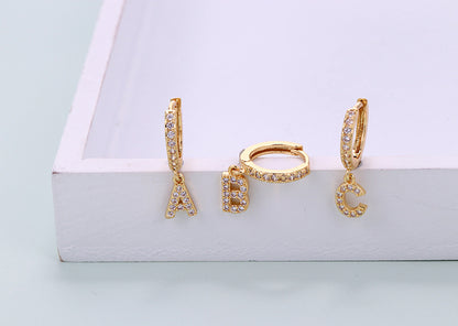 Fashion New Zircon 26 English Letters Single Earrings