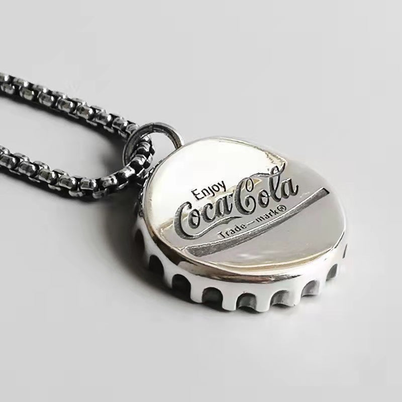 Fashion Letter Bottle Cap Alloy Titanium Steel Plating Unisex Pendant Necklace 1 Piece