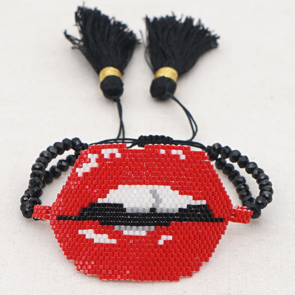 European And American Lips Tassel Bracelet Miyuki Beads Hand-woven Mouth Bracelet