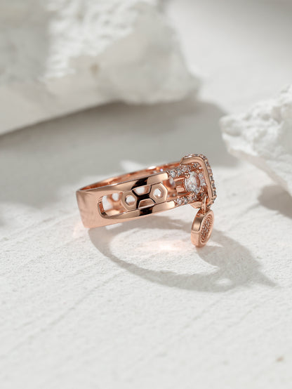 Fashion Geometric Copper Inlay Zircon Rings 1 Piece