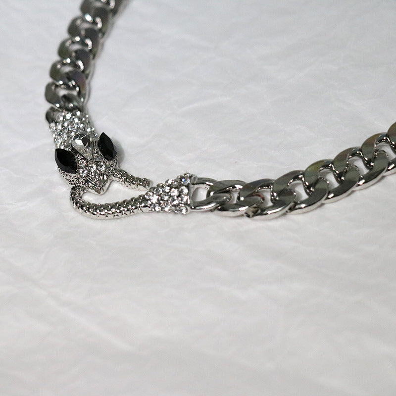 Punk Snake Alloy Plating Artificial Rhinestones Necklace