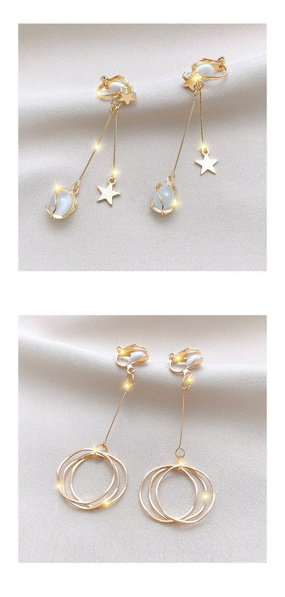 Fashion Geometric Alloy Plating Artificial Gemstones Women's Ear Clips 1 Pair