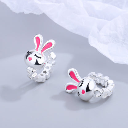 1 Pair Cute Rabbit Copper Enamel Earrings