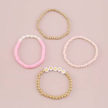 Mama Simple Style Letter Artificial Crystal Alloy Soft Clay Wholesale Bracelets