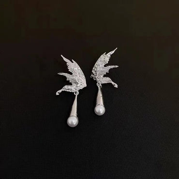 1 Pair Simple Style Wings Plating Metal Drop Earrings