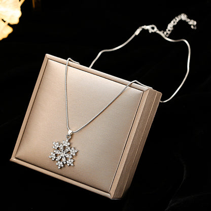 Elegant Snowflake Alloy Inlay Rhinestones Women's Earrings Necklace