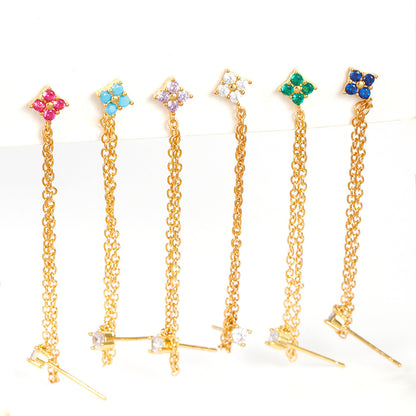 1 Piece Ig Style Flower Plating Chain Inlay Copper Zircon Ear Studs